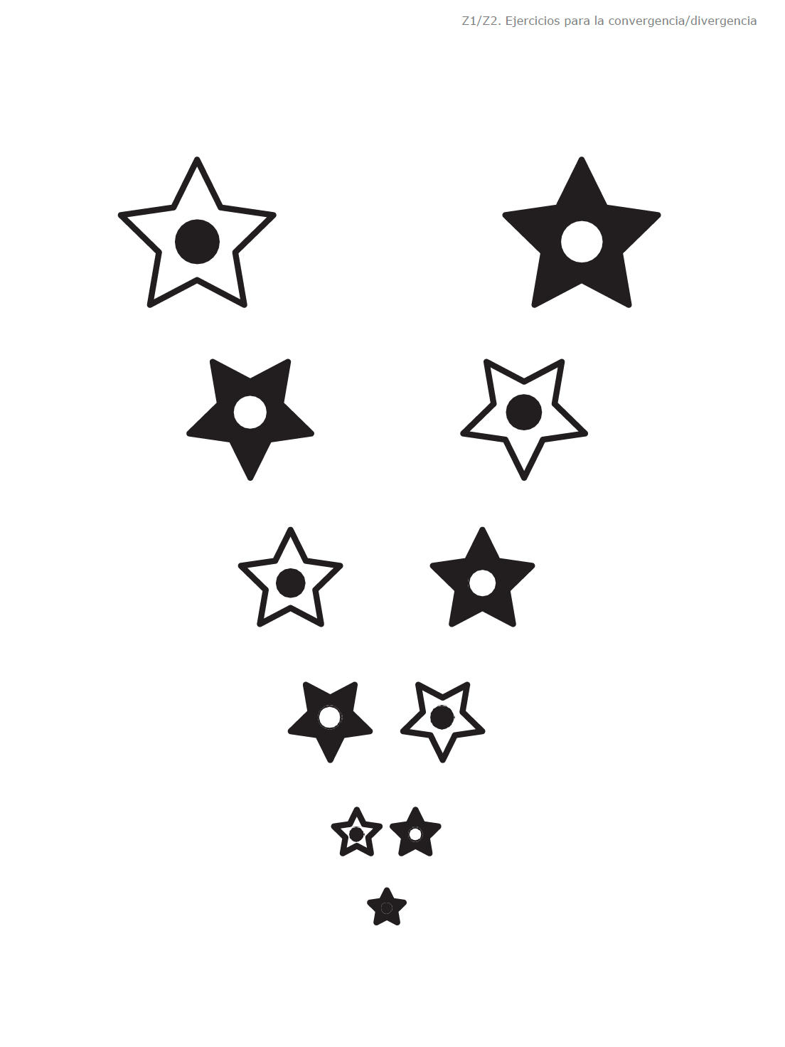 Tabla de divergencia con pares de estrellas para el ejercicio Z2